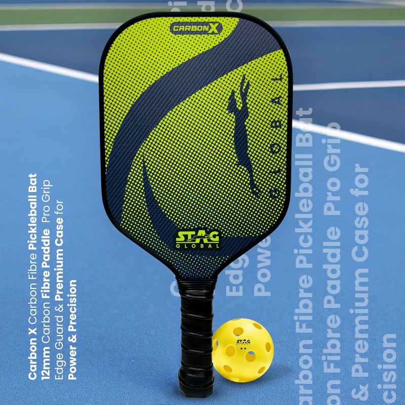 STAG GLOBAL Carbon X Pickleball Batr |  12mm Pickleball Paddle Kibi SPorts