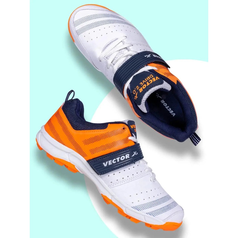 Vector X Drive 2.0 Cricket Shoe | KIBI Sports 5 UK White-Orange