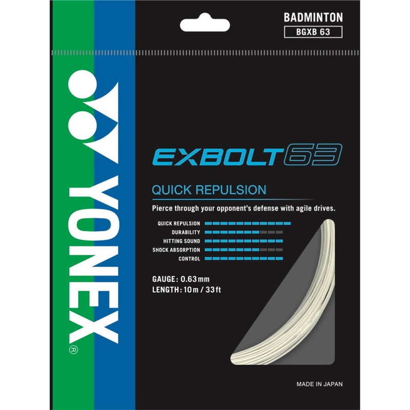 Yonex BG Exbolt 63 Badminton String (White)