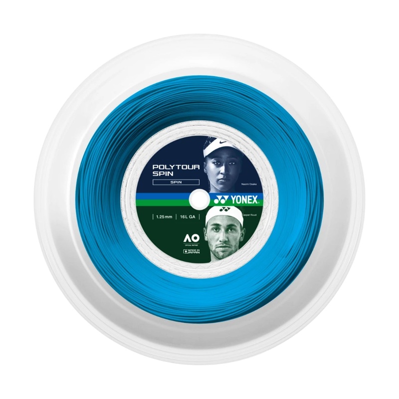 YONEX Poly Tour Spin 16L (1.25mm) Tennis String 200m Reel – Cobalt Blue