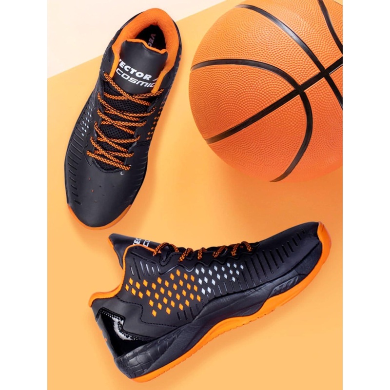VECTOR X Cosmic Basketball Shoes For Men | KIBI Sports Black-Orange 6 UK