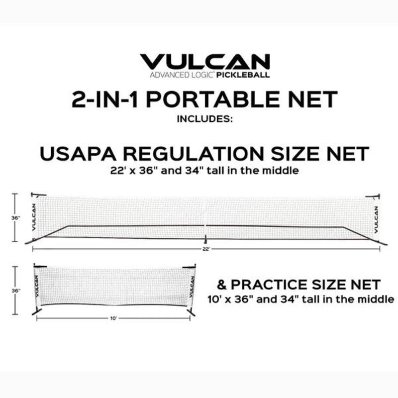 Vulcan Portable Pickleball 2-IN-1 Net System
