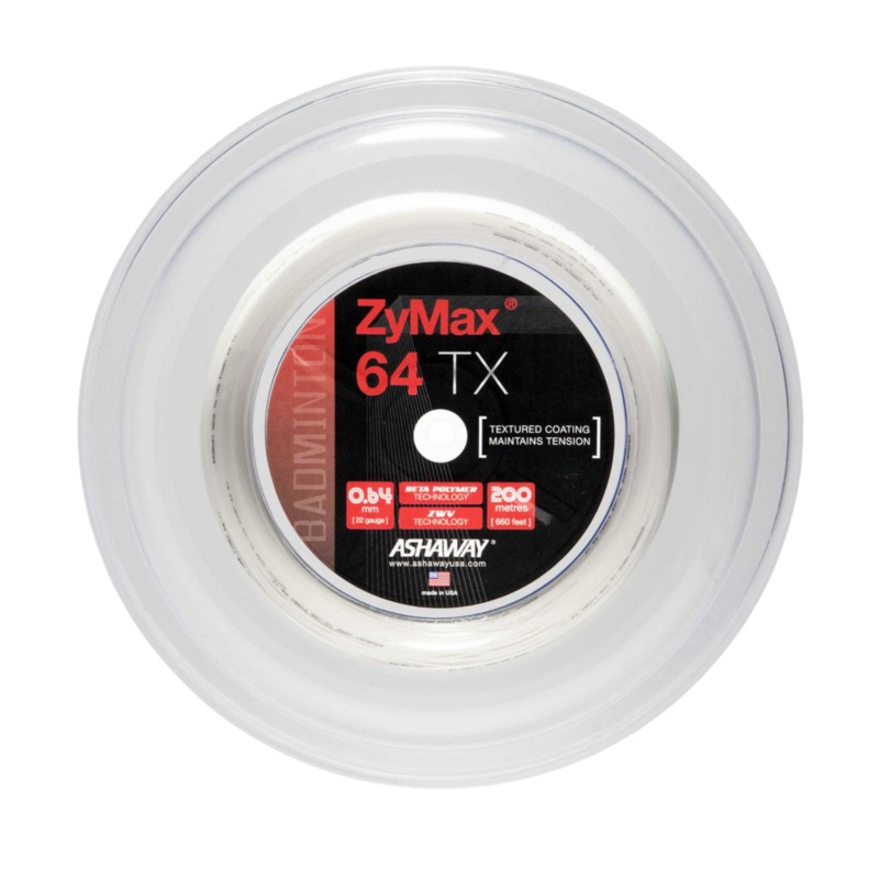 Ashaway Zymax 64TX String (200m Reel) White White 200m Reel