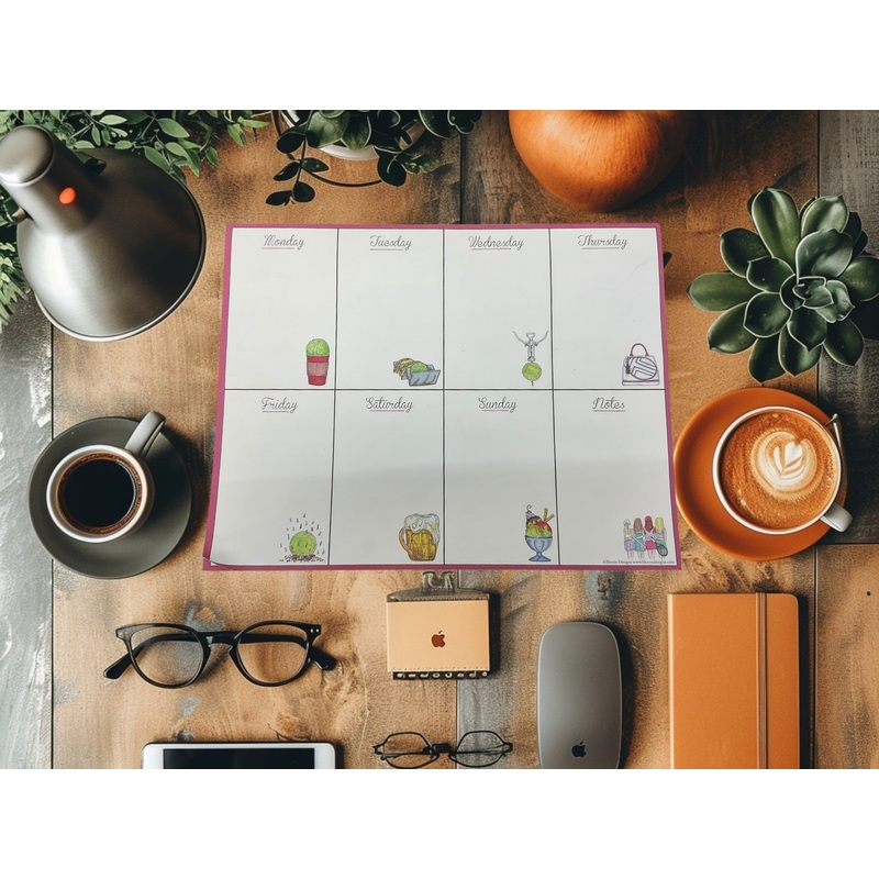Tennis-Themed Weekly Calendar