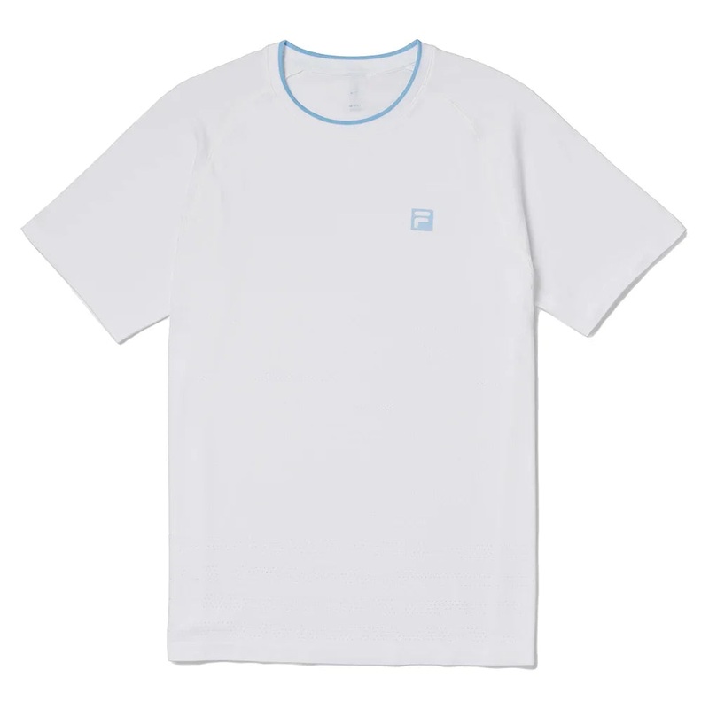 Men`s Center Court Ace Seamless Tennis Crew White and Skipper Blue