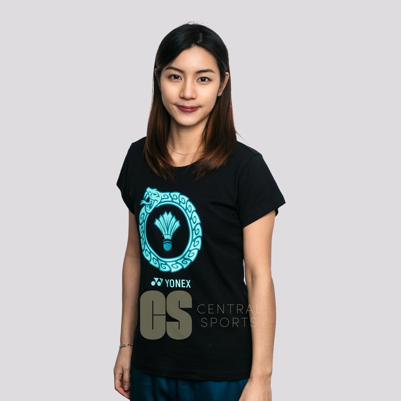 Yonex Snake Ring Womens Cotton T-Shirt Black Black S