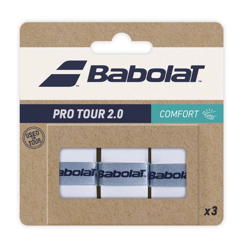 Babolat Pro Tour Overgrip 2.0 3 Pack (White)