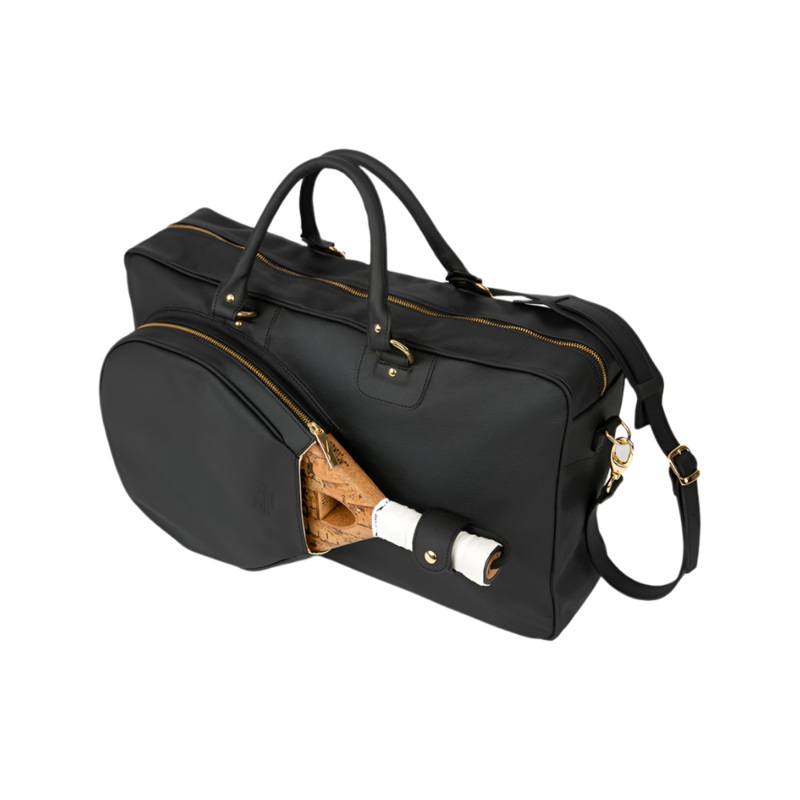 Cork Padel Vintage Leather Handbag Black/Gold
