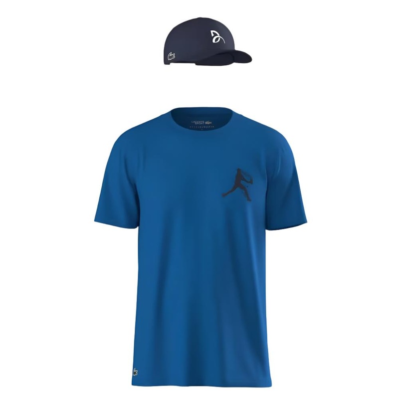 Lacoste Men’s Novak Djokovic T-Shirt and Cap Set (Blue)