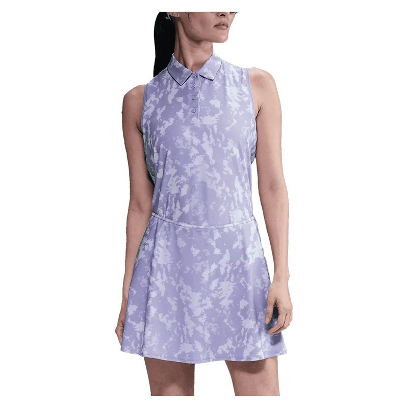 Women`s Dri-FIT Victory Sleeveless Print Tennis Polo Lilac Ice and White