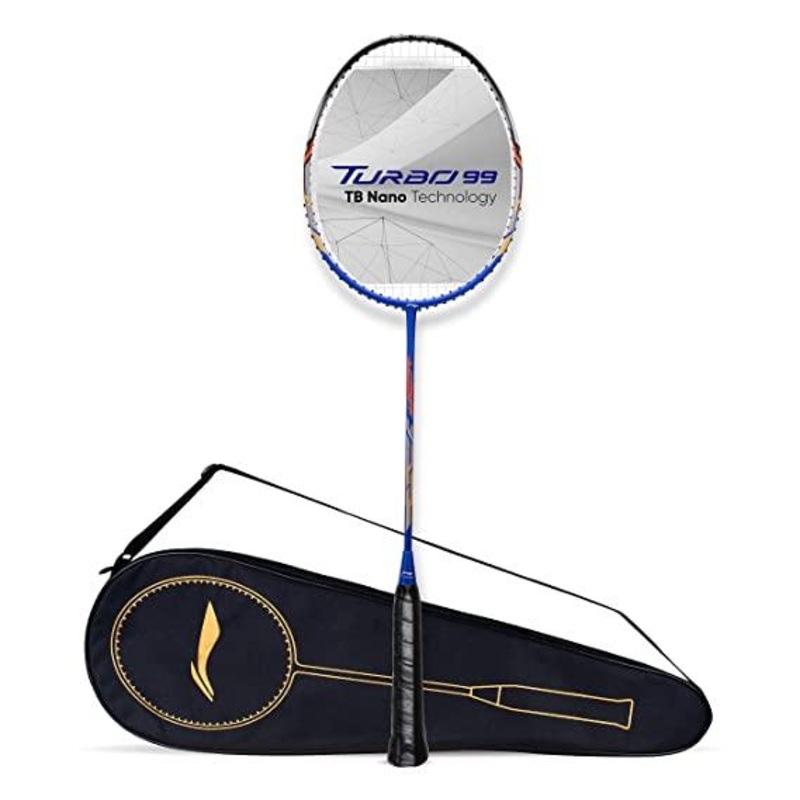 Li-Ning Turbo 99 Carbon Fibre Racket with Free Full Cover (84 Grams. 30 lbs. ) | KIBI Sports Blue/Black