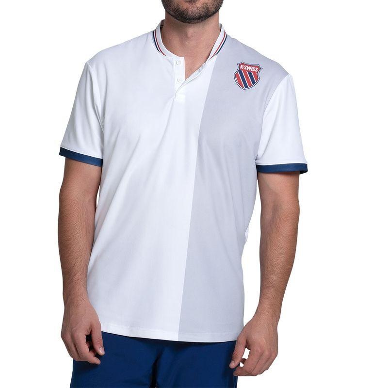 Men`s Tradition Henley Short Sleeve Tennis Top White