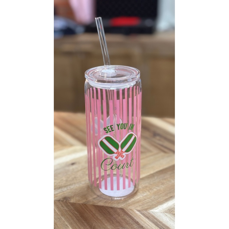 See You In Court Glass Pickleball Cup