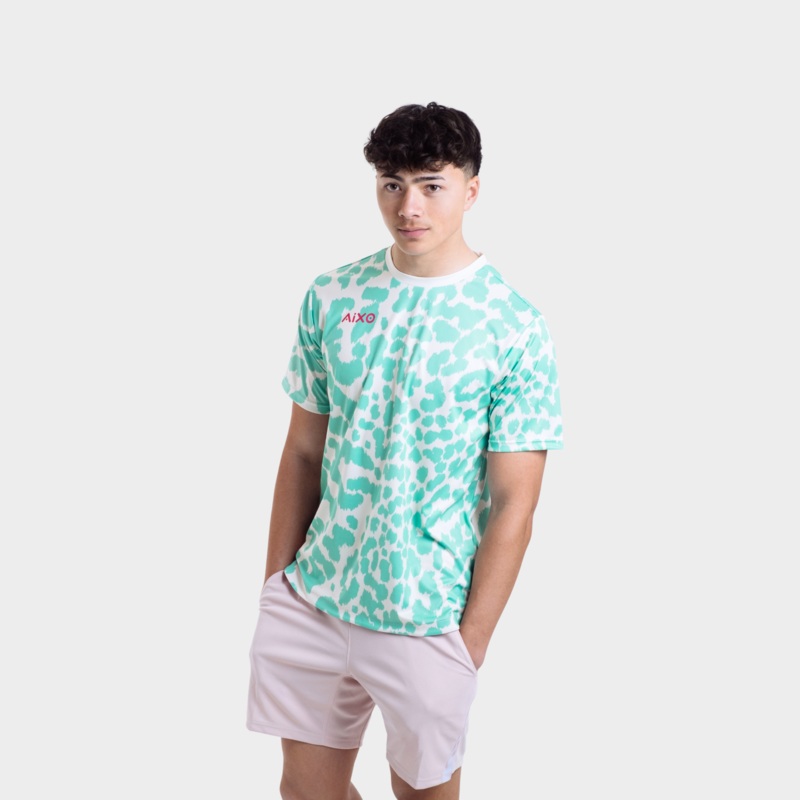 Aixo Leopard Mens T Shirt Ivory Ivory XS