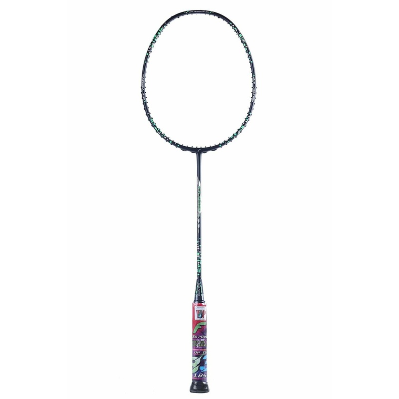 Flex Power Air Speed 11 (Mega Tension – 33LBS) Full Graphite Badminton Racquet with Full Racket Cover Black/Green