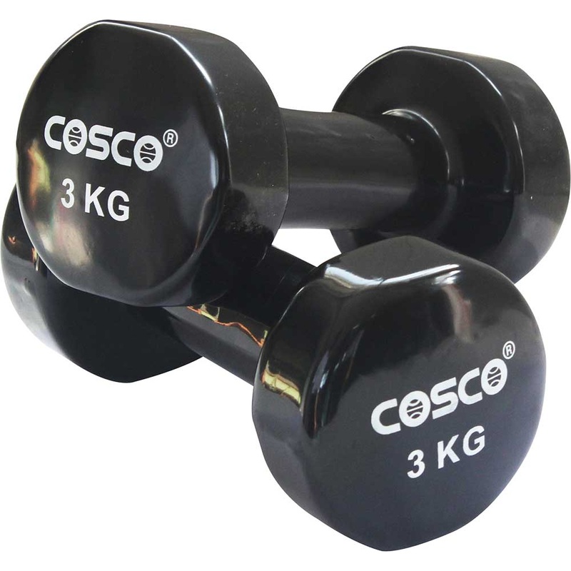 Cosco Hexagonal Vinyl Dumbbell, 3Kg | KIBI Sports