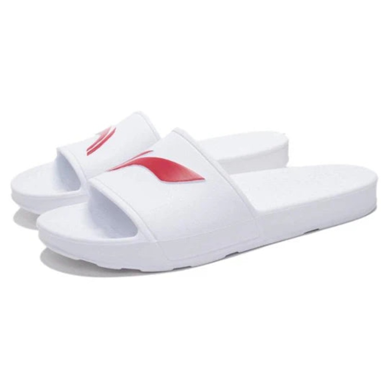 Li-Ning Slippers Unisex – White/Red Standard White/Chinese Red UK 9
