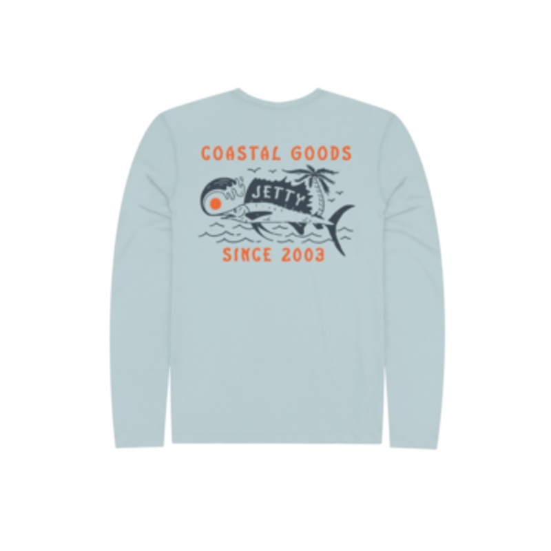Jetty Mens Billfish Uv Long Sleeve Tee Small Light Blue