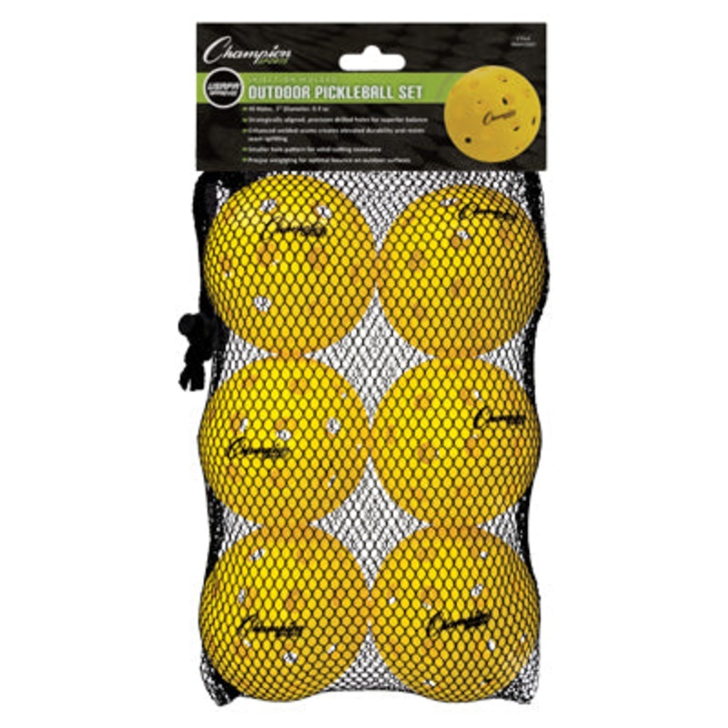 Champion Sports Injected Molded Outdoor Pickleball 6 Pack