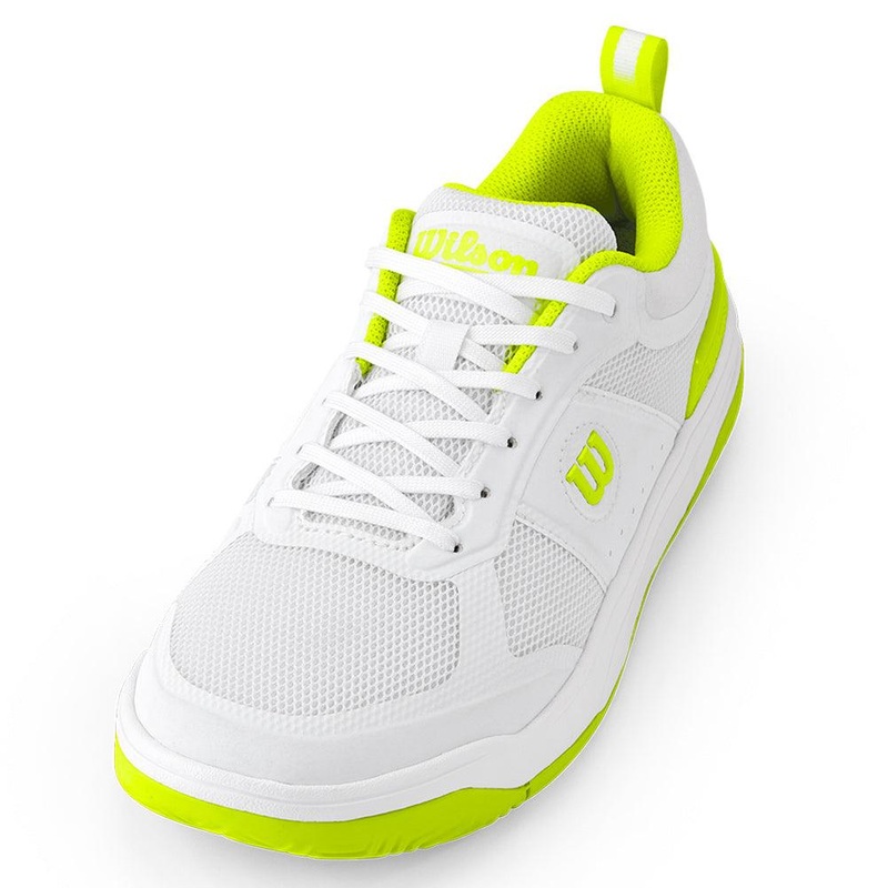 Women`s Pickle Pro Pickleball Shoes White and Safety Yellow