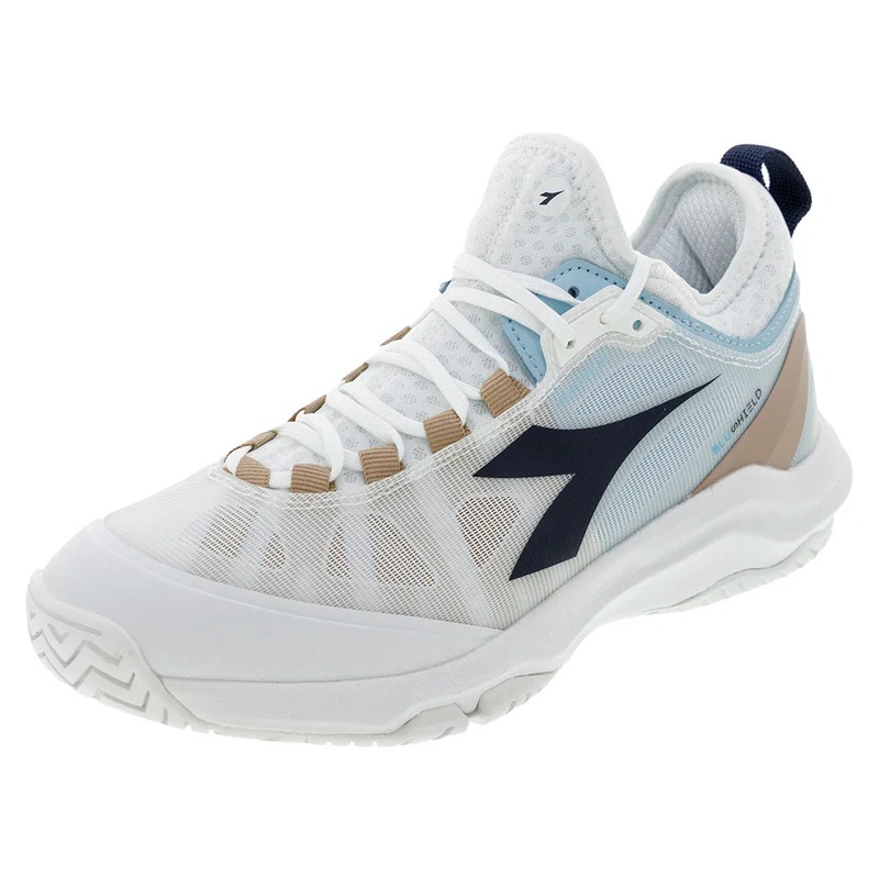 Women`s Speed Blushield Fly 4 Tennis Shoes White and Blue Corsair