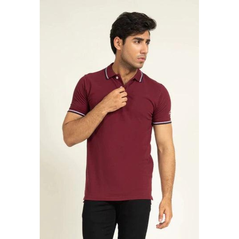Wine Contrast Tipped Polo S
