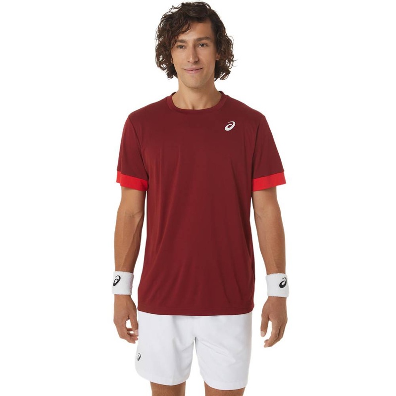 Asics Men’s Court Short Sleeve Top (Beet Juice/Classic Red)