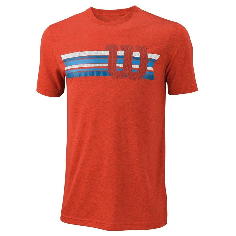 Wilson Men’s Stripe W Tech Tee Shirt – Fiesta