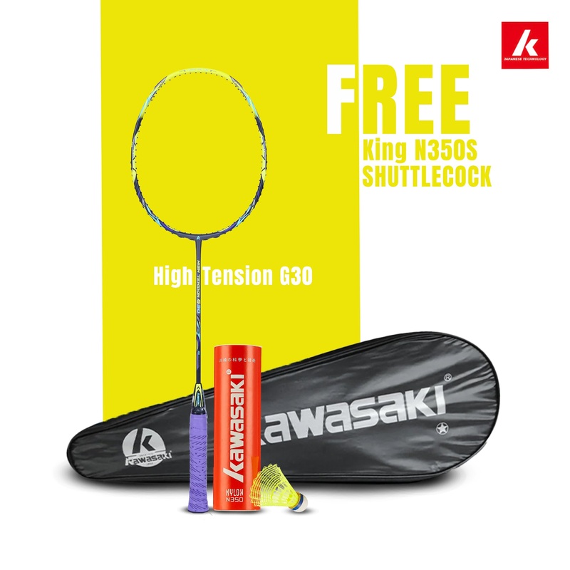 High Tension G30 Unstrung Badminton Racket(Green)- 4U/G1 Kawasaki | Kibi Sports