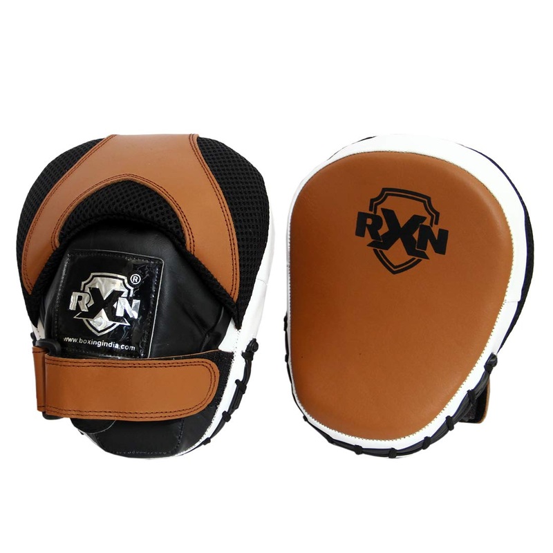 RXN Curved Micro Speed Focus Pads with Hook & Loop Closure for Super Speed Training – Genuine Leather Product – (FP-8)