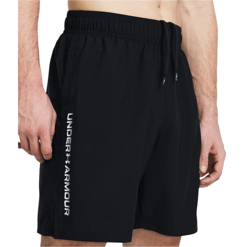 UA Tech Woven Wordmark Mens Shorts 1383356 Black/White XS