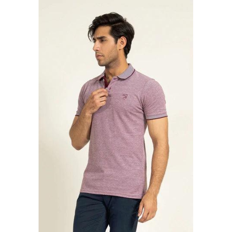 Wine Melange Tipped Polo | Cougar S