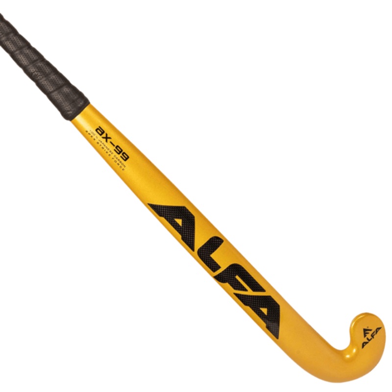 ALFA AX99 Limited Edition Composite Hockey Stick 100% Carbon with Storm Stick Bag, Hollow Ball & Grip Free | KIBI Sports Black/ Yellow 36