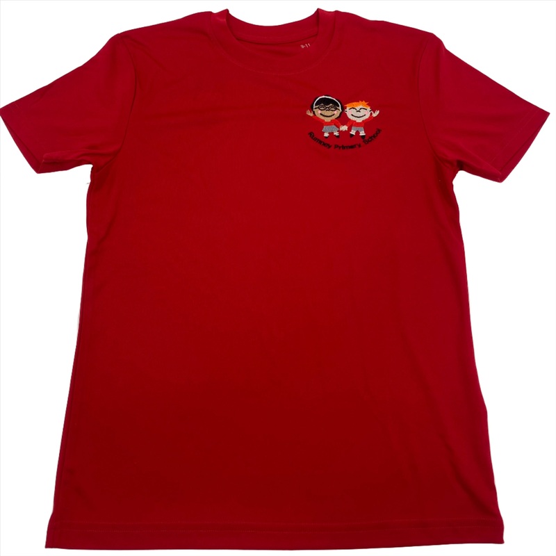Rumney Primary School PE T shirt Red 3/4 RED