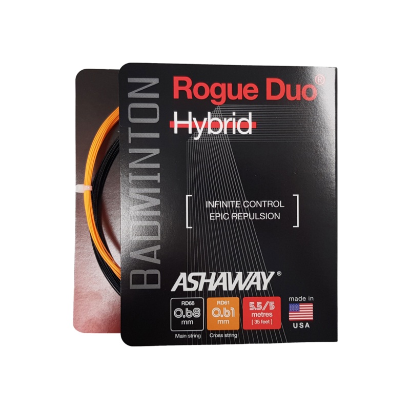 Ashaway Rogue Duo Hybrid String (10m Set) Black/Orange Black/Orange 10m Set