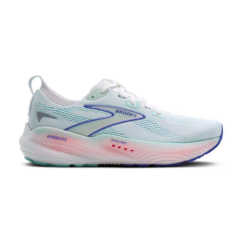 Brooks Women’s Glycerin GTS 22 White/Limpet Shell/Amparo Blue-110 5.5 Medium-B