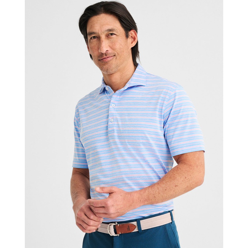 Johnnie O Mens Zayn Striped Jersey Performance Polo Boysenberry Small