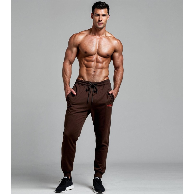 Men’s brown Cotton Terry Track pantsWod Armour | Kibi Sports S
