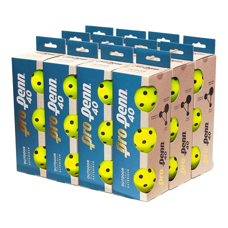 Pro Penn 40 Outdoor Pickleball Yellow (12 pack, 3 per box, 36 balls)