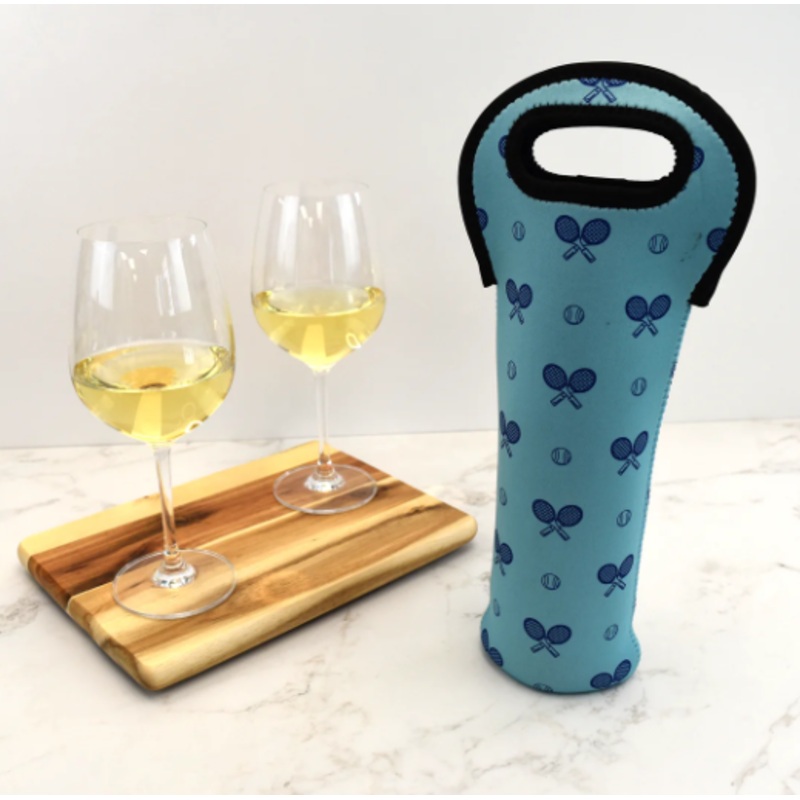 Tennis Wine Bottle Tote – Clear Skies Blue