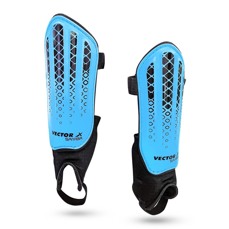 Vector X Samba Shinguard with Ankle Adjustable | Kibi Sports Sky Senior / Pack Of 2 Pieces