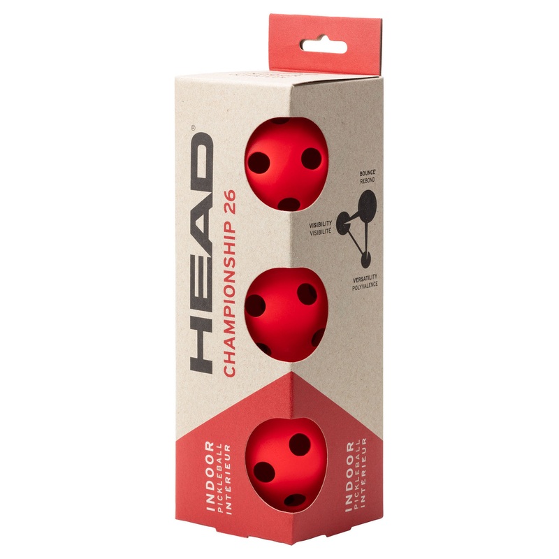 Head Champ 26 Indoor Pickleball 3 Pack – Red Red O/S