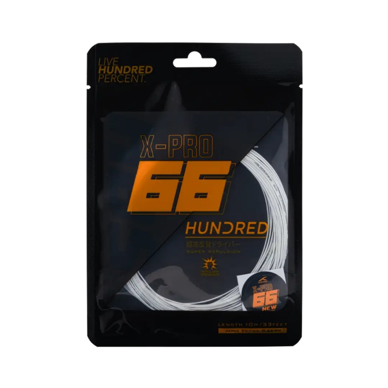 Hundred 66 X Pro Badminton String Set – White Pearl White 10m Set