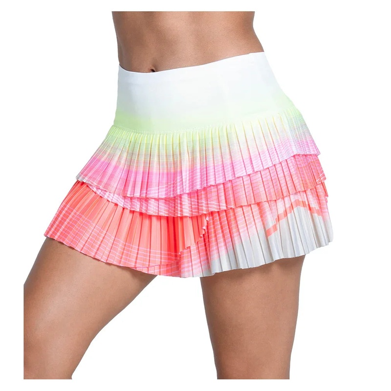 Women`s Sunset Spin Scallop Pleated 13 Inch Tennis Skort Flamingo