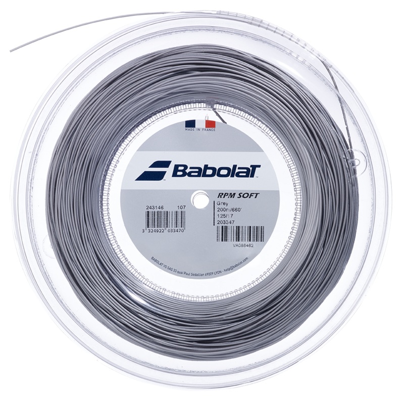 Babolat RPM Soft 1.30mm/200M Tennis String – Grey 200m Reel Grey