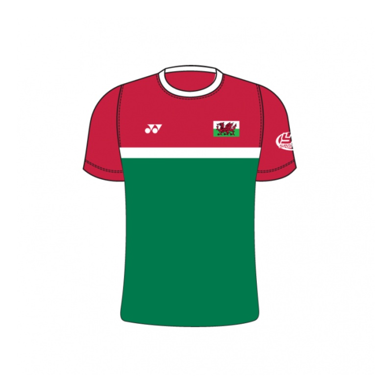 Badminton Wales Masters County Championship Kit – T006 Power Shirt (Womens) GREEN/RED XS