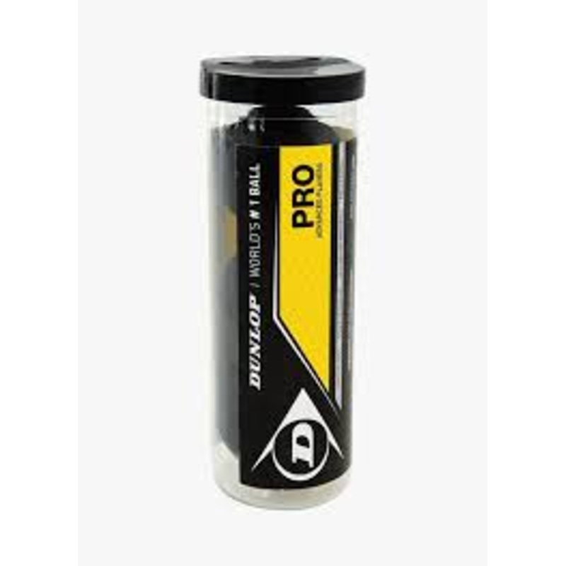 Dunlop Pro Squash Ball (3 Ball Tube) Double Yellow BLACK 3 pcs Black/Yellow