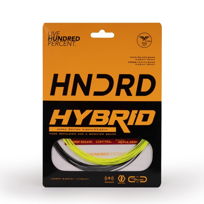 Hundred Hybrid Badminton String HBAA-2M039-2 Sorbet Lime/Graphite Black 10m Set