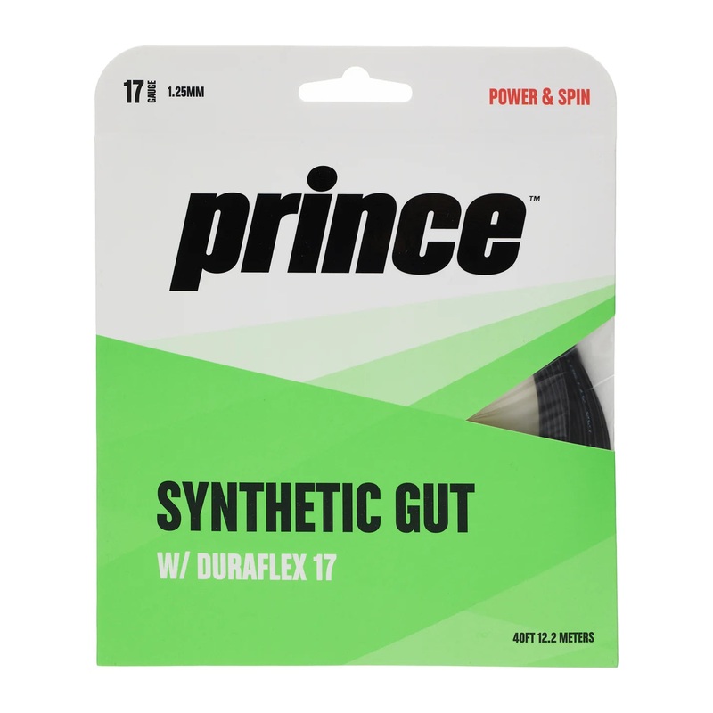 Prince Synthetic Gut 17/1.25 Duraflex Tennis String (Black)