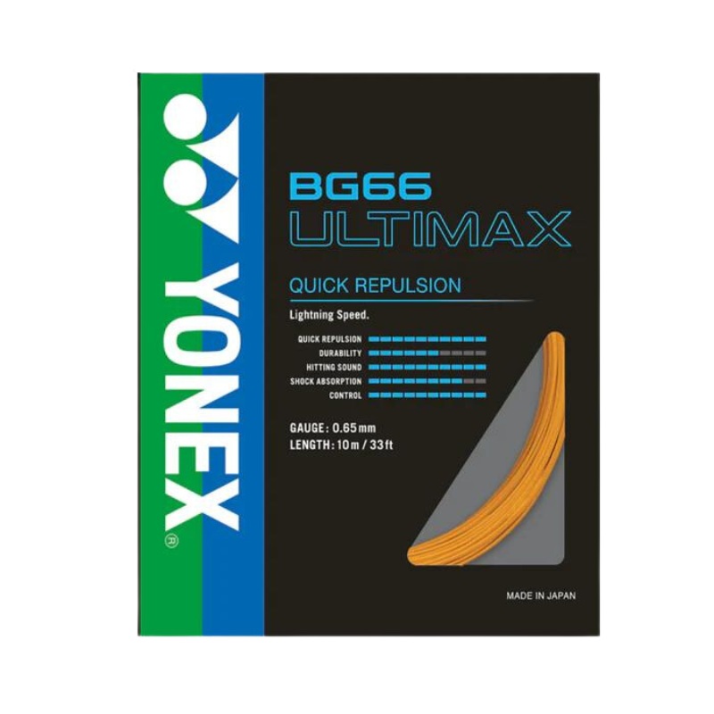 Yonex BG66 Ultimax Badminton String (10m Set) Orange Orange 10m Set